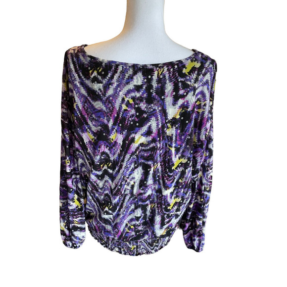 Style & Co. Woman Top Size 1x Purple Silver Gray 3/4 Sleeve Lined Worn Once - Picture 2 of 12